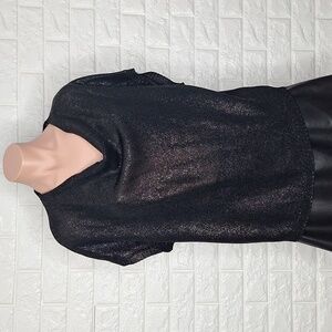 VINCE Drape Cowl Neck Black Metallic Sweater Dolman Sleeves